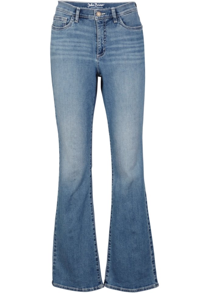 Bootcut Jeans Mid Waist, Bio-Baumwolle in blau von vorne - John Baner JEANSWEAR