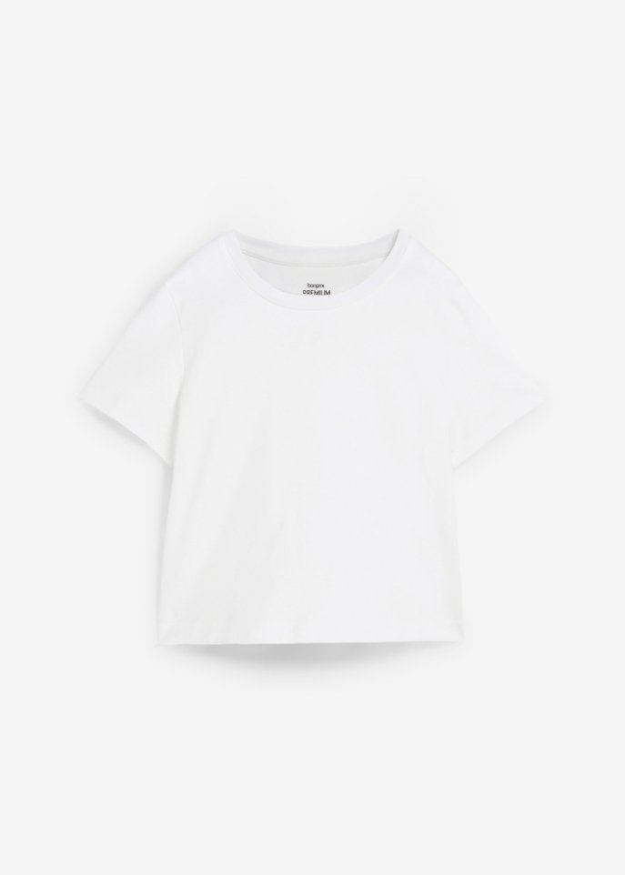 Essential Boxy-Shirt aus schwerer Baumwollqualität  in weiß von vorne - bonprix PREMIUM