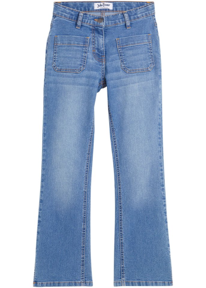Mädchen Stretch-Jeans, Flared in blau von vorne - John Baner JEANSWEAR