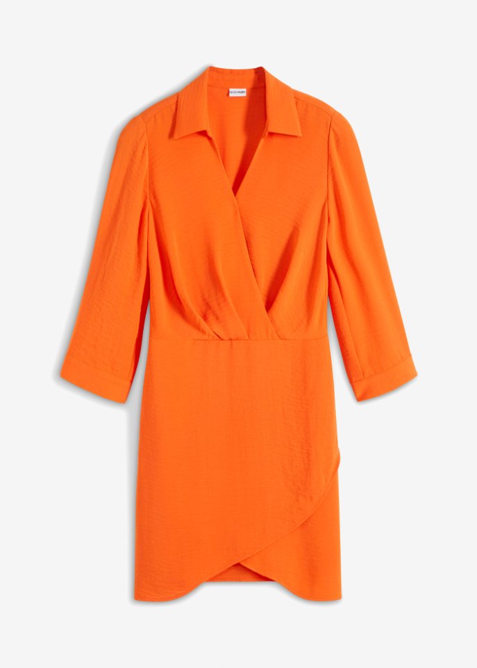 Kleid mit Wickeldetail in orange von vorne - BODYFLIRT