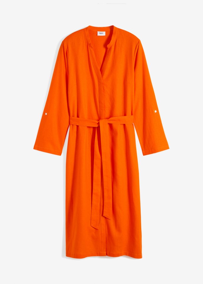 Leinenkleid mit Taschen und ¾ Arm zum krempeln in orange von vorne - bpc bonprix collection