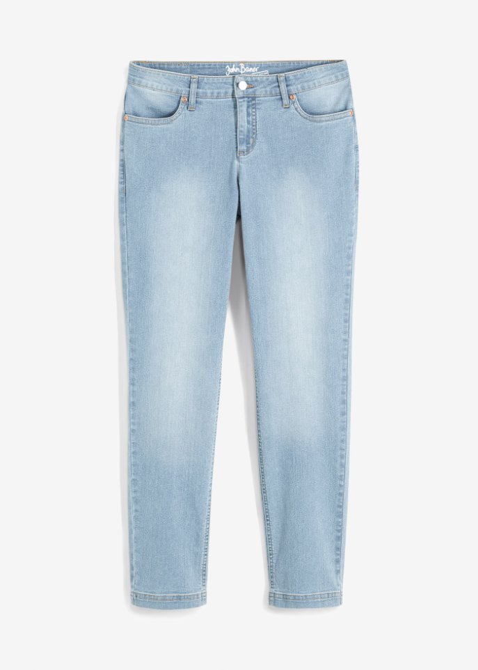 Straight Jeans Mid Waist, Stretch in blau von vorne - John Baner JEANSWEAR