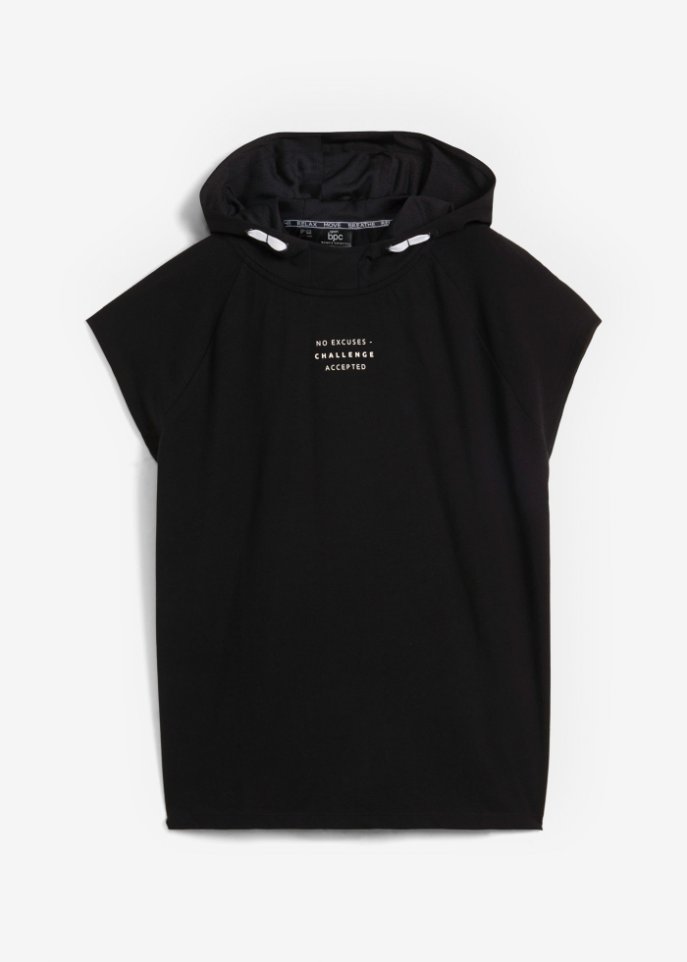 Sport-Shirt mit Kapuze in schwarz von vorne - bpc bonprix collection