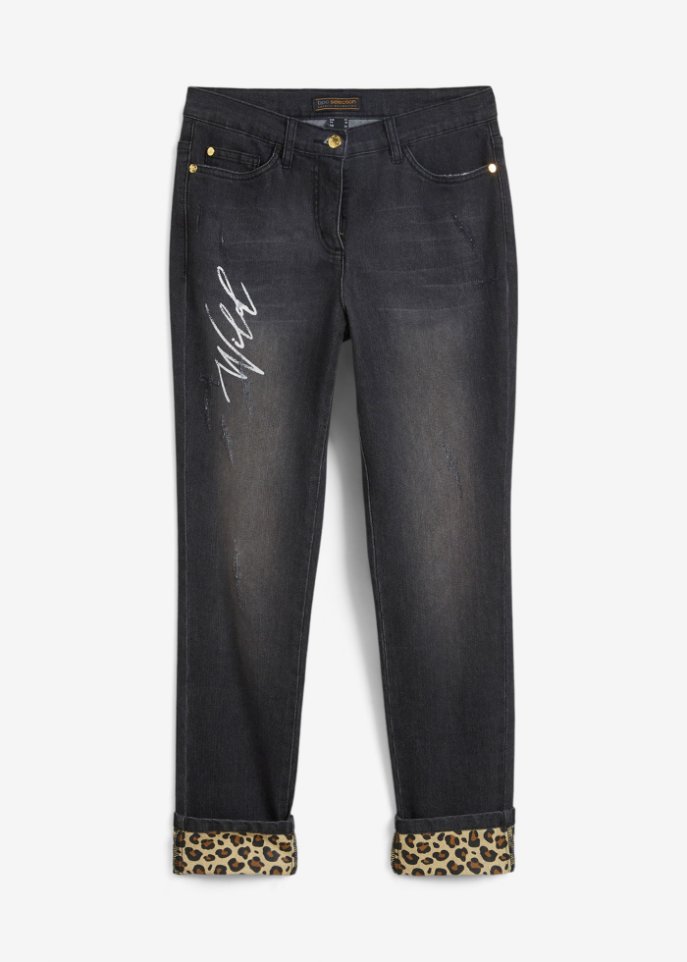 7/8-Stretch-Jeans in schwarz von vorne - bpc selection