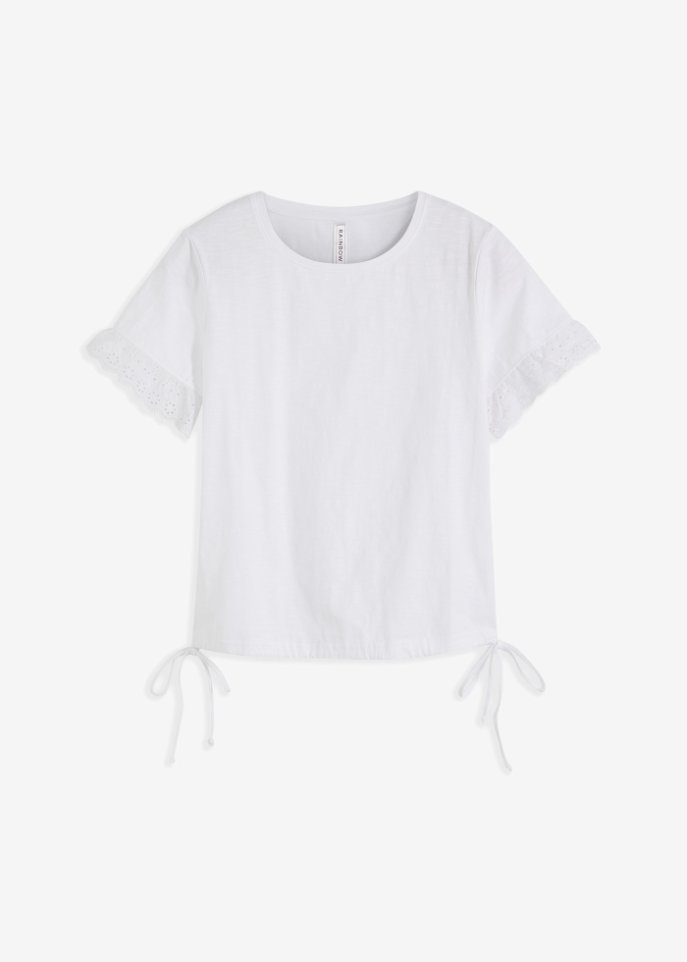 Shirt mit Spitzeneinsatz in weiß von vorne - RAINBOW
