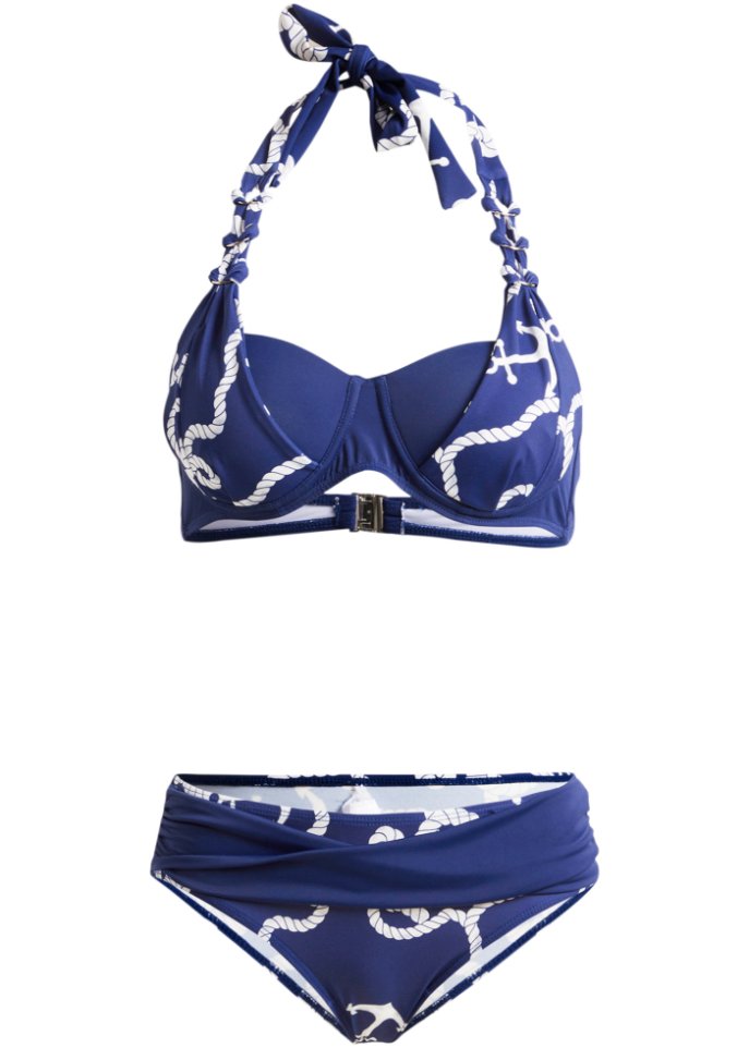 Bügel Bikini (2-tlg.Set) aus recyceltem Polyamid in blau von vorne - bpc bonprix collection