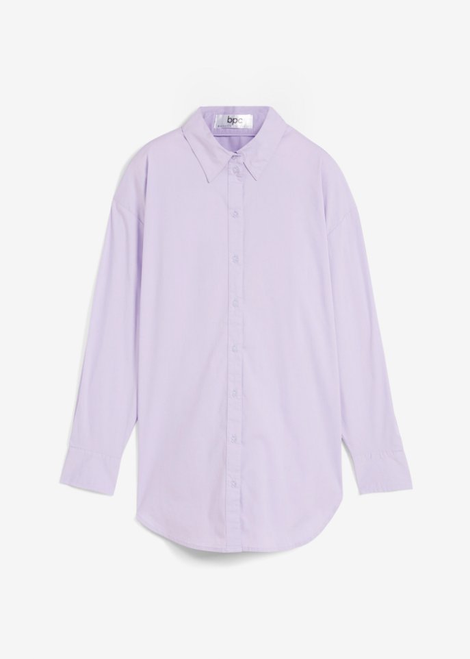 Lockere Bluse mit Knopfleiste in lila von vorne - bpc bonprix collection