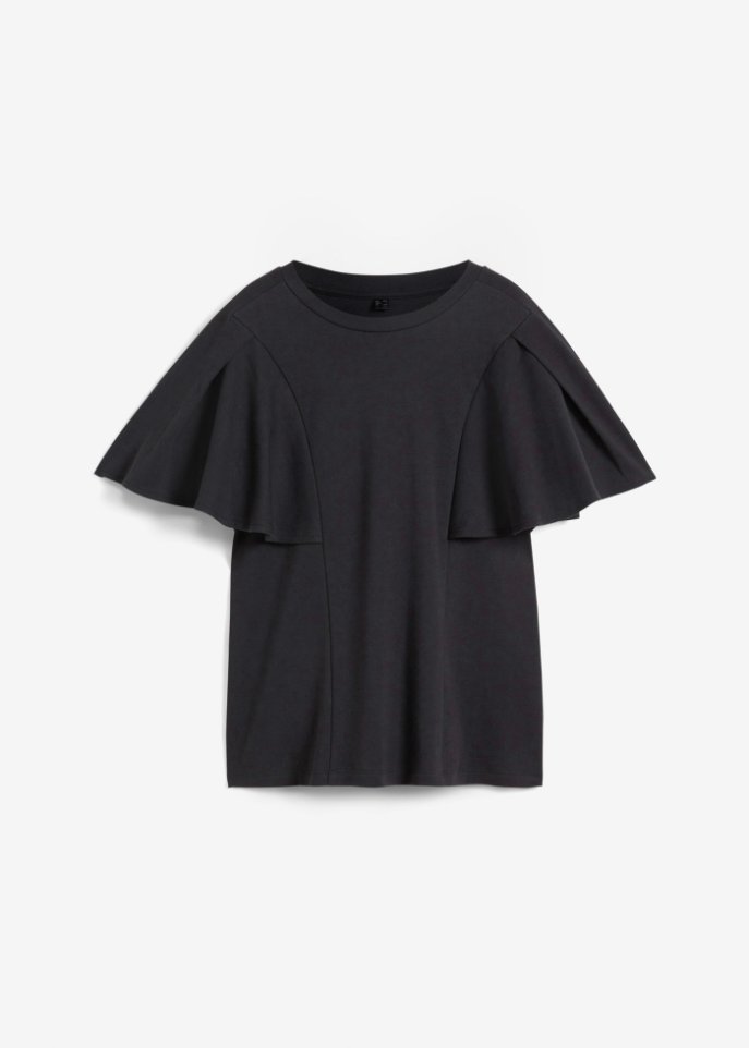 Shirt mit Cape-Sleeves in schwarz von vorne - bpc selection