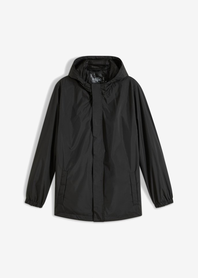 ultraleichte Regenjacke mit Tasche zum Verstauen in schwarz von vorne - bpc bonprix collection