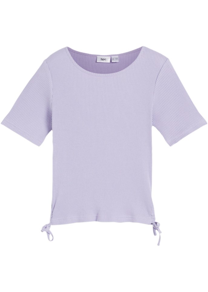 Mädchen Ripp-Shirt in lila von vorne - bpc bonprix collection
