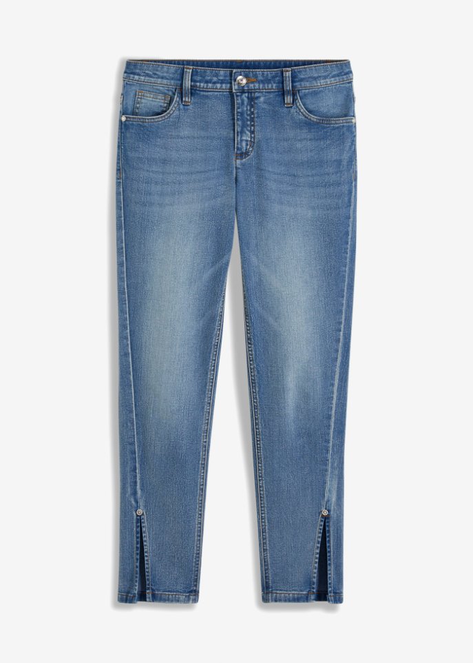 Skinny-Jeans mit Applikation in blau von vorne - BODYFLIRT