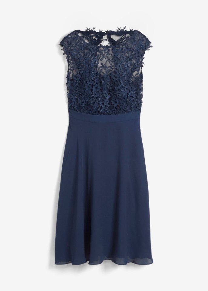 Kleid mit Spitze in blau von vorne - bpc selection