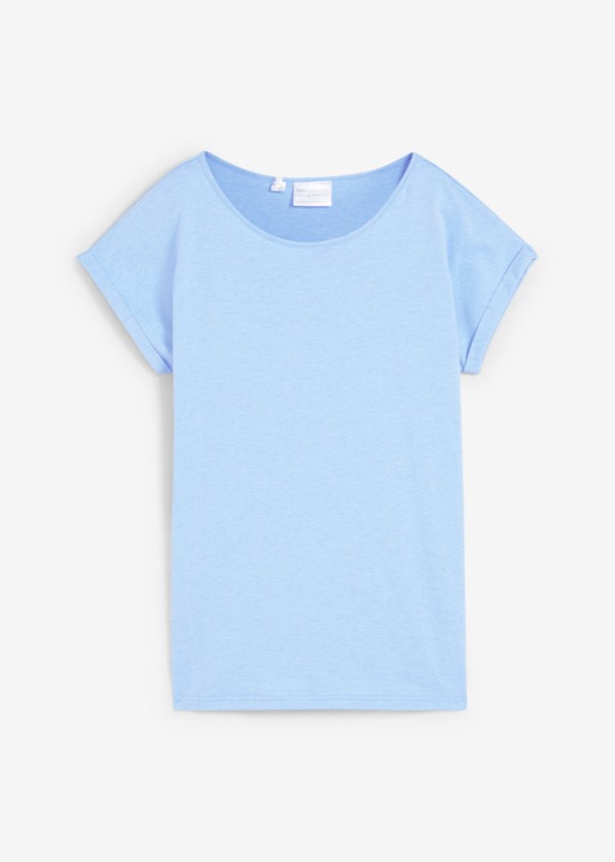 Shirt mit Seidenanteil in blau von vorne - bonprix PREMIUM