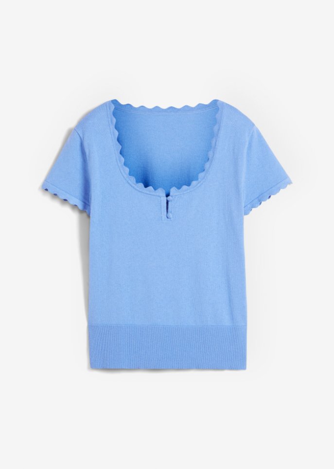 Pullover mit Seidenanteil in blau von vorne - bonprix PREMIUM