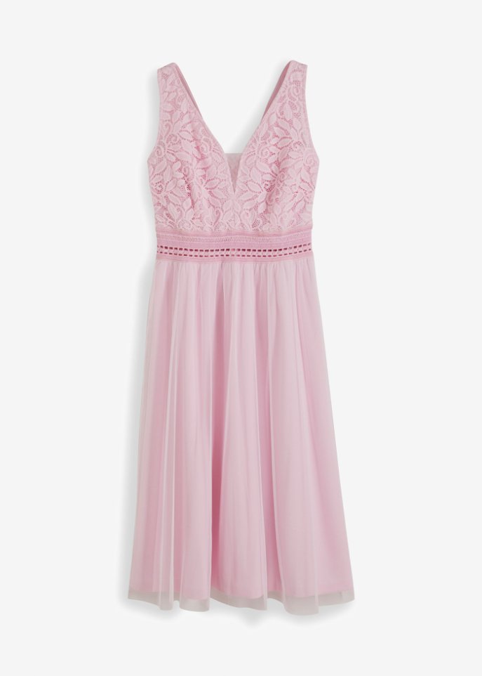 Kleid mit Spitze  in rosa von vorne - BODYFLIRT boutique