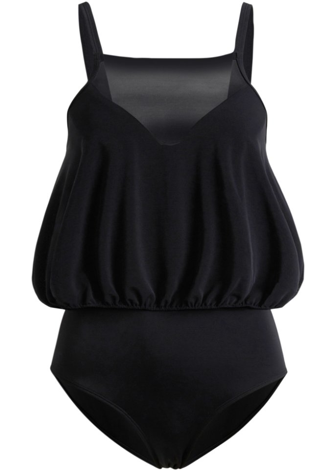 Shape Badeanzug aus recyceltem Polyamid starke Formkraft in schwarz von vorne - BODYFLIRT