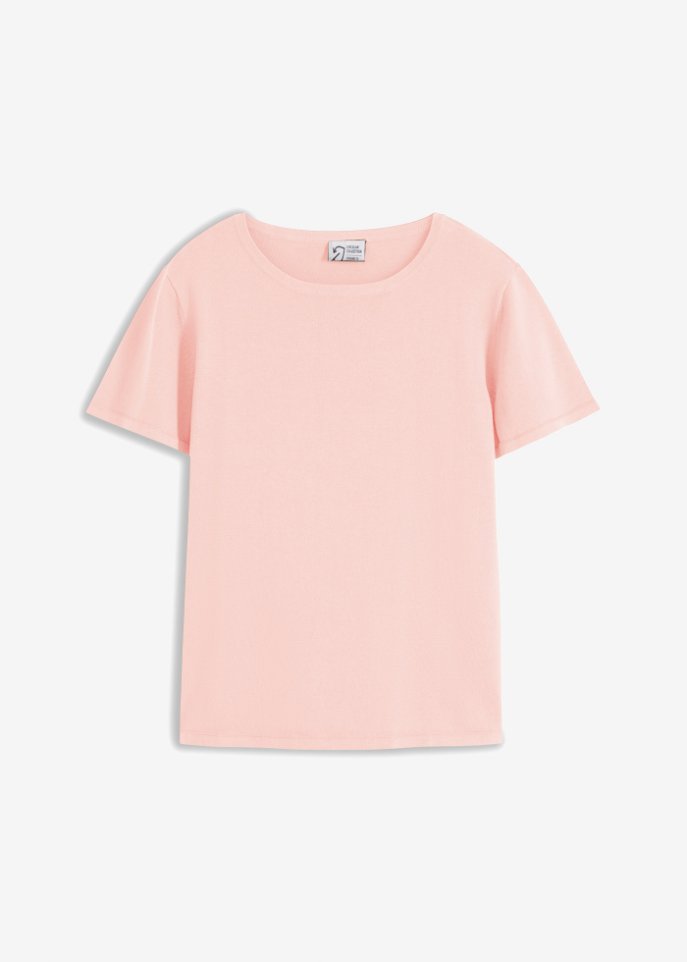 Feinstrick-Shirt aus Baumwolle in rosa von vorne - bpc bonprix collection