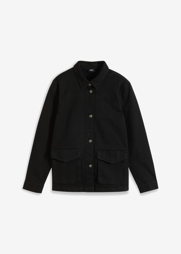 Twill-Jacke in schwarz von vorne - bpc bonprix collection