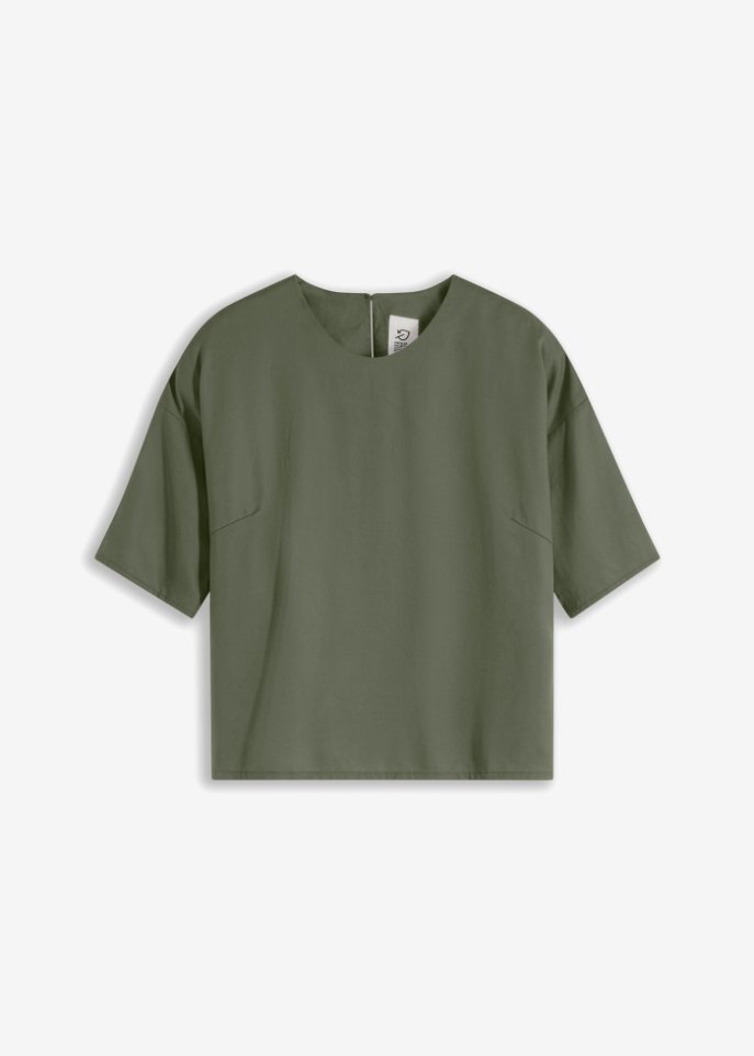 fließendes Blusenshirt aus Lyocell in grün von vorne - bpc bonprix collection