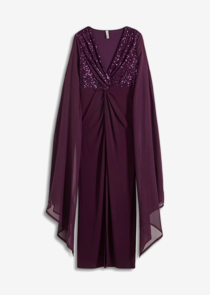 Abendkleid mit Pailletten in lila von vorne - BODYFLIRT boutique