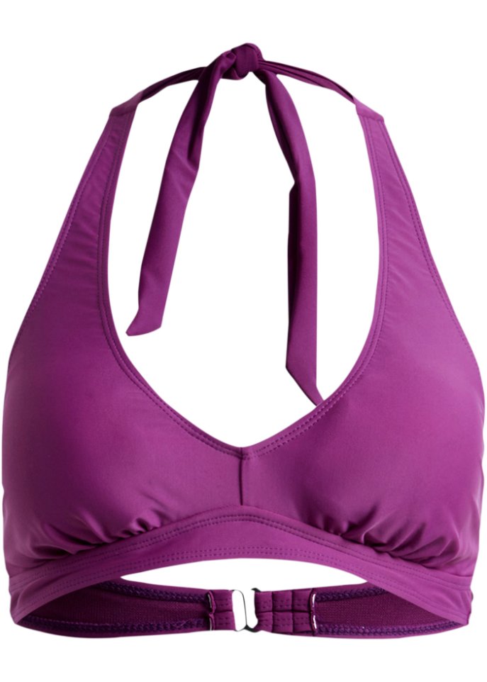 Neckholder Bikini Top aus recyceltem Polyamid in lila von vorne - bpc bonprix collection