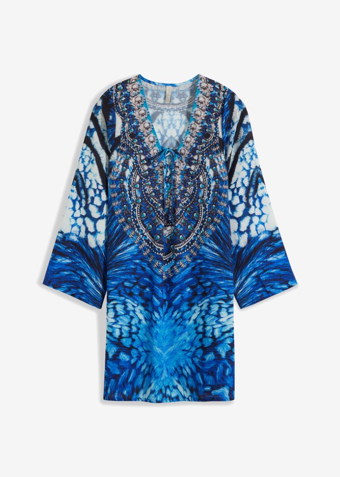 Sommerkleid in blau von vorne - BODYFLIRT boutique