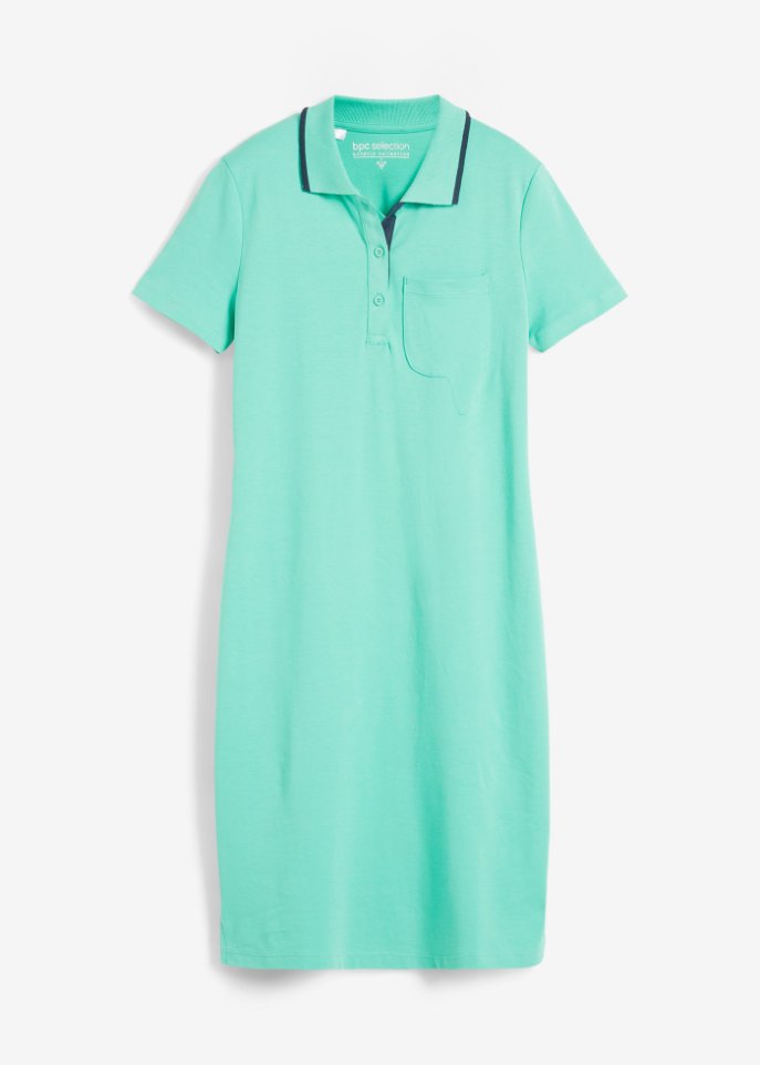 Polo-Shirtkleid in grün von vorne - bpc selection