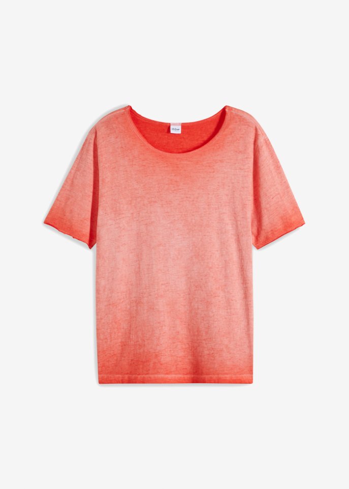 T-Shirt aus Bio-Baumwolle in gewaschener Optik in rot von vorne - John Baner JEANSWEAR