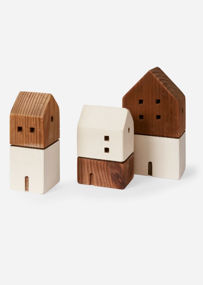 Deko-Objekt Häuser (3-tlg.Set) in beige - bpc living bonprix collection