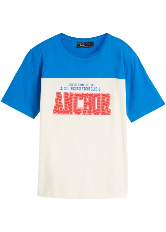 Jungen T-Shirt aus Bio-Baumwolle in blau von vorne - bpc bonprix collection