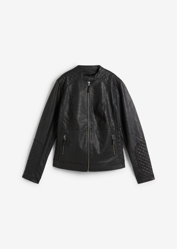 Lederimitat Biker-Jacke in schwarz von vorne - bpc bonprix collection