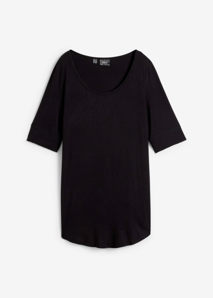 Long-Shirt, Halbarm in schwarz von vorne - bpc bonprix collection