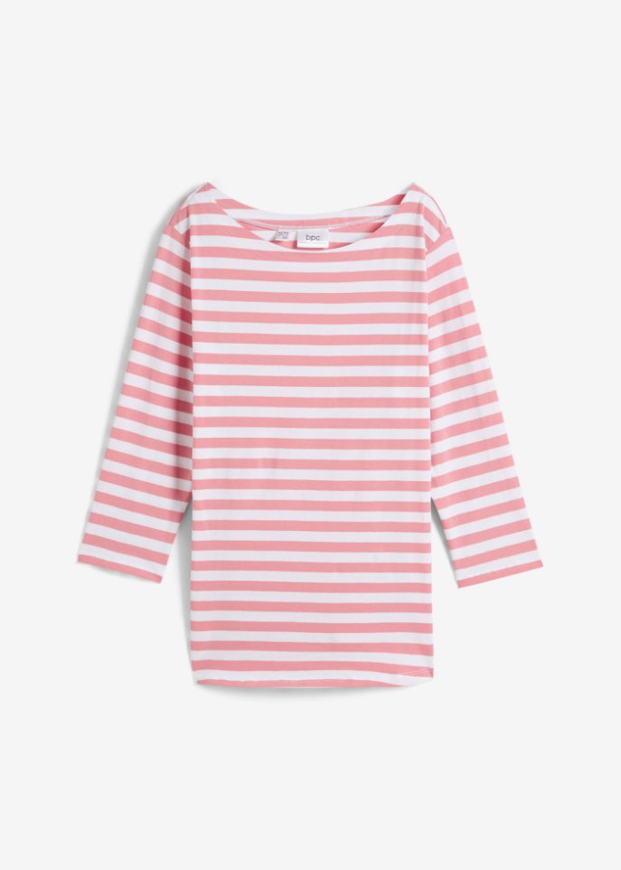 3/4 Shirt mit U-Boot-Ausschnitt in rosa von vorne - bpc bonprix collection