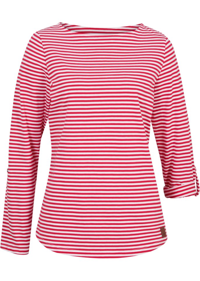 Langarmshirt mit U-Boot Ausschnitt in rot von vorne - bpc bonprix collection