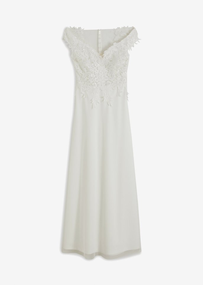 Carmen-Brautkleid mit Spitze in weiß von vorne - BODYFLIRT boutique