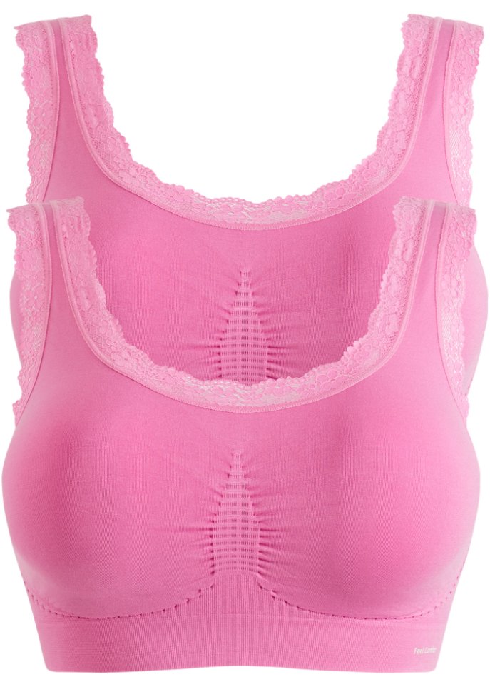 Feel Comfort Seamless Bustier (2er Pack) in pink von vorne - bpc bonprix collection