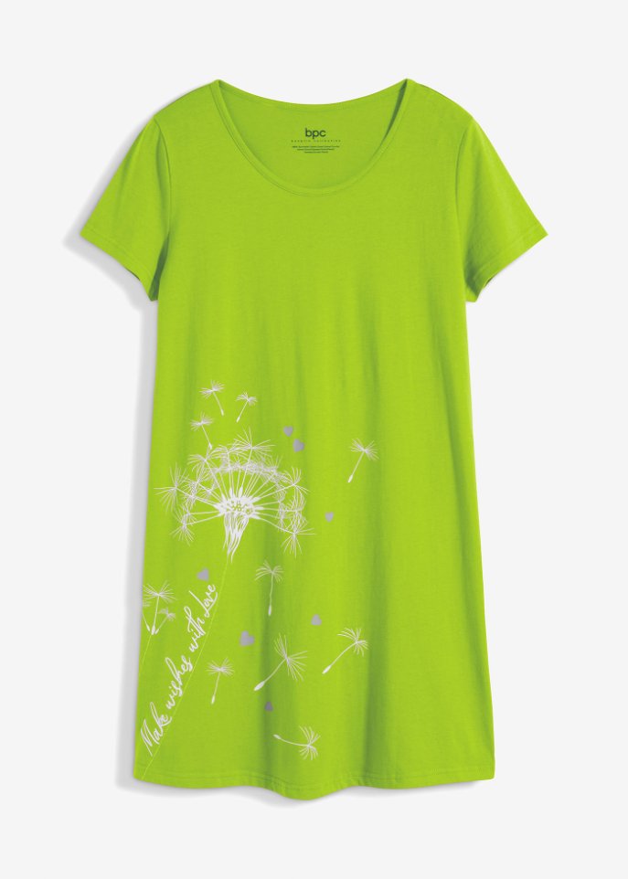 Nachthemd aus Bio-Baumwolle in grün von vorne - bpc bonprix collection