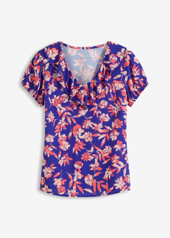 bedruckte Bluse in lila von vorne - BODYFLIRT