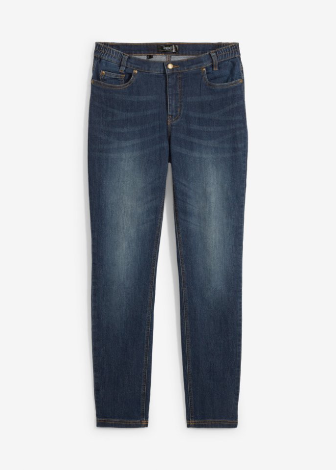 Skinny Jeans Mid Waist, Bequembund in blau von vorne - bpc bonprix collection