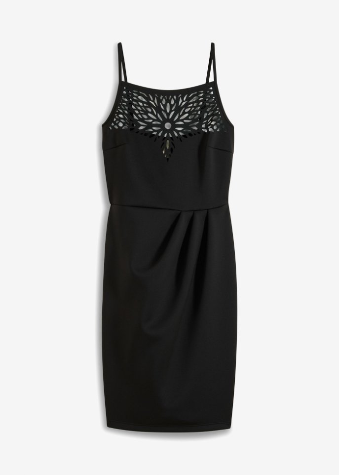 Kleid mit Cut-Outs  in schwarz von vorne - BODYFLIRT boutique
