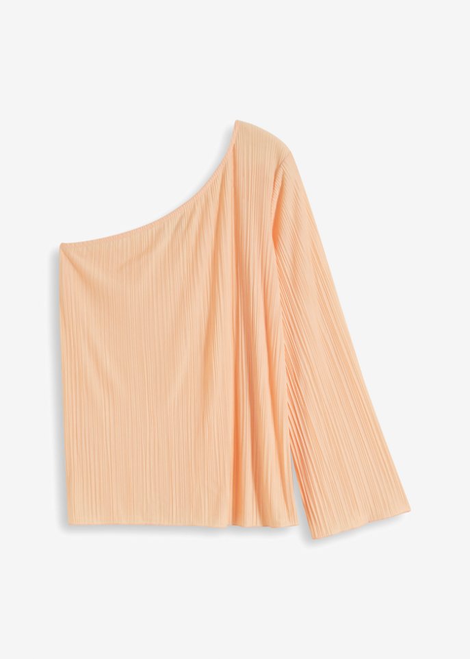 One-Shoulder Bluse in beige von vorne - BODYFLIRT boutique