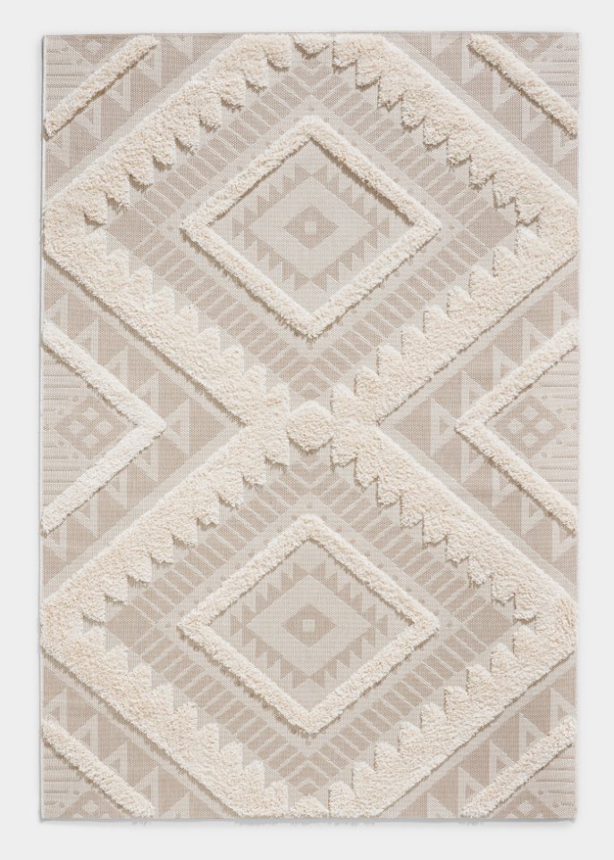 In- und Outdoor Hochflor Teppich mit plastischer Musterung in beige - bpc living bonprix collection