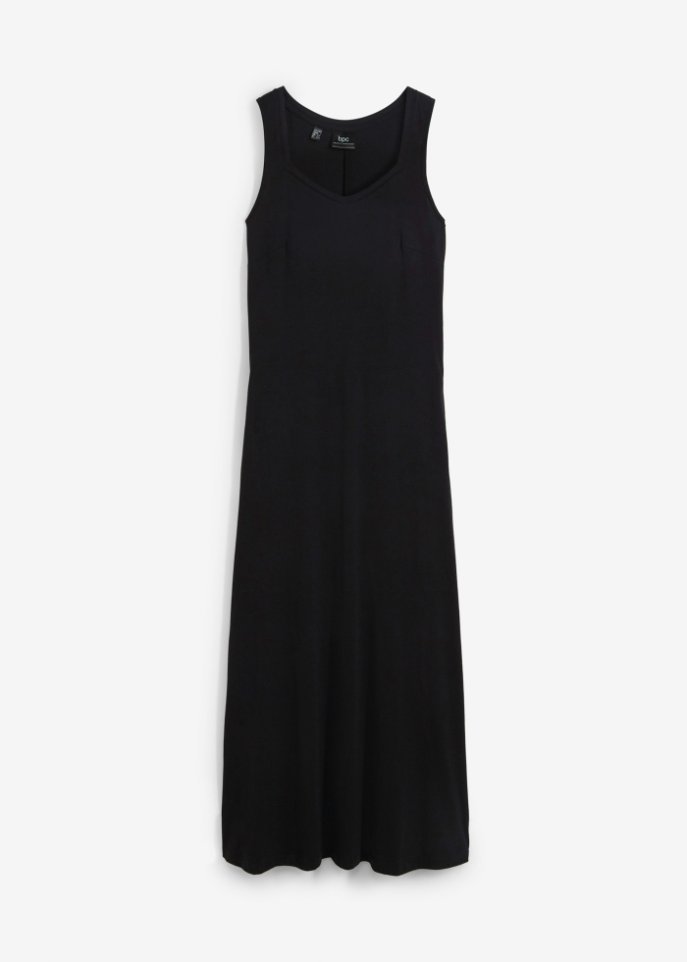 Maxi-Jersey-Kleid mit Seitentaschen und Seitenschlitzen, aus Baumwoll- Viskose Mischung in schwarz von vorne - bpc bonprix collection