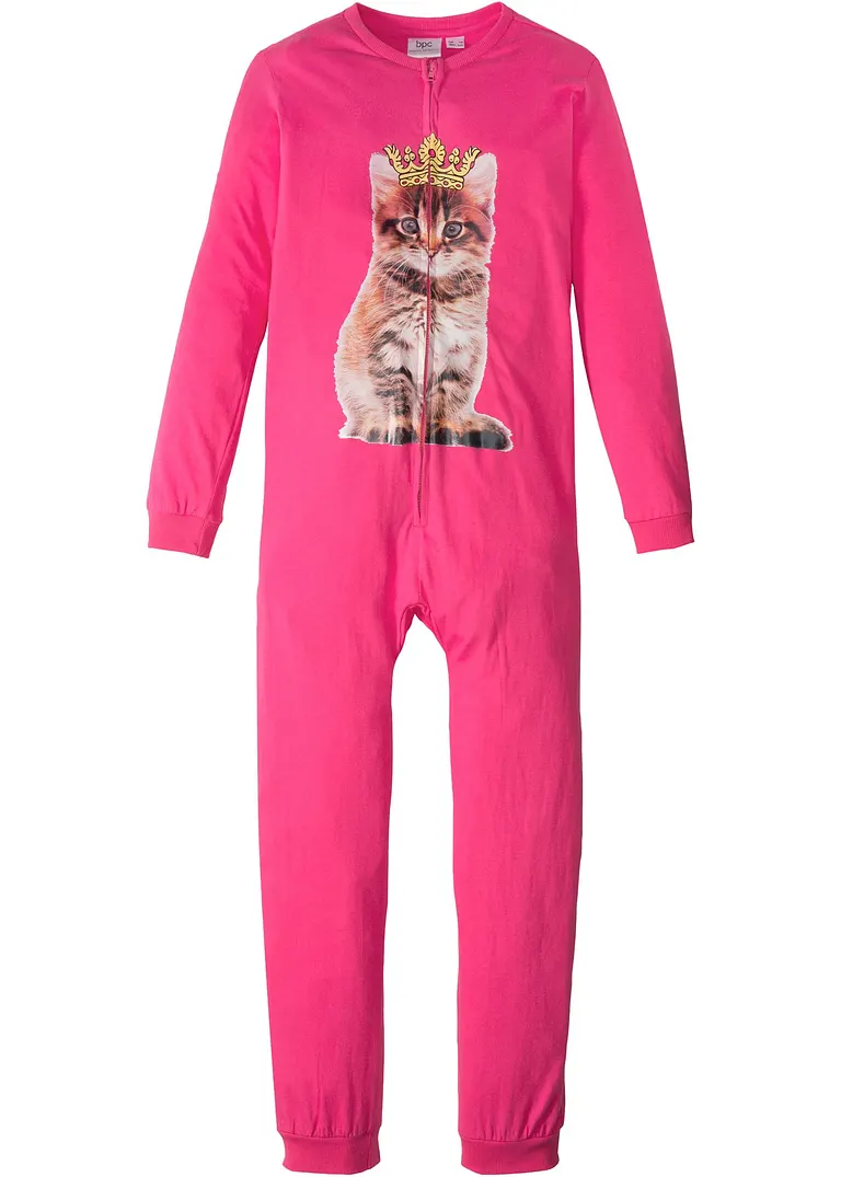 Schlafoverall mit Bio-Baumwolle in pink von vorne - bonprix Schlafoverall mit Bio-Baumwolle in pink von vorne - bonprix