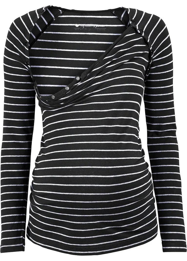 Umstands- und Stillshirt aus Baumwolle mit Druckknöpfen in schwarz - bonprix Umstands- und Stillshirt aus Baumwolle mit Druckknöpfen in schwarz - bonprix