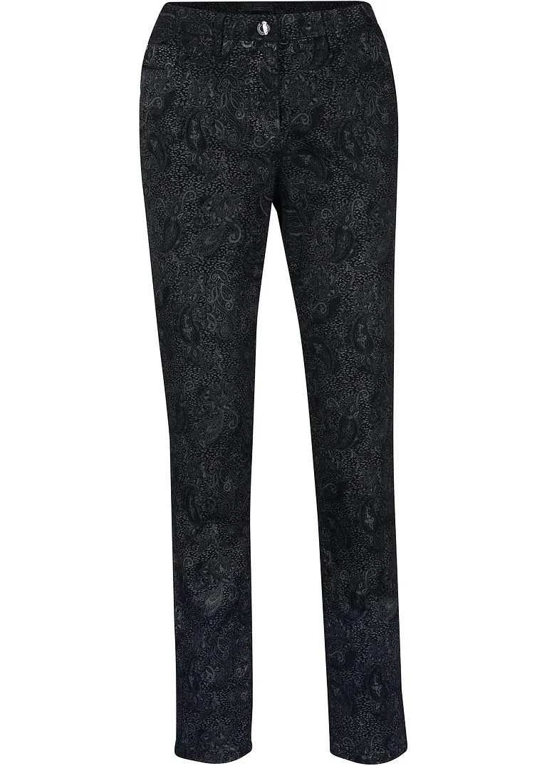 Hose mit edlem Druck in schwarz von vorne - bonprix Hose mit edlem Druck in schwarz von vorne - bonprix