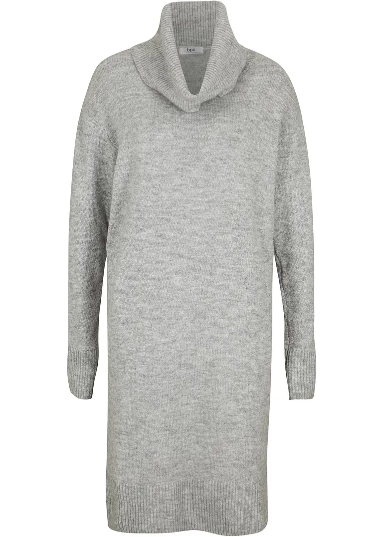 Oversize-Strickkleid mit Rollkragen in grau von vorne - bonprix Oversize-Strickkleid mit Rollkragen in grau von vorne - bonprix