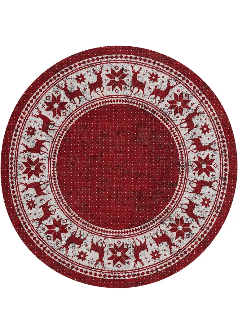 Runder Teppich mit Weihnachtsmotiv in rot - bonprix Runder Teppich mit Weihnachtsmotiv in rot - bonprix