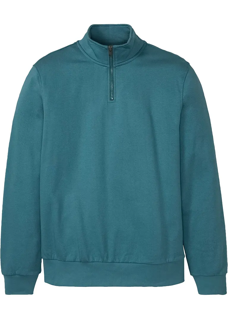 Sweatshirt mit Troyerkragen in petrol von vorne - bonprix Sweatshirt mit Troyerkragen in petrol von vorne - bonprix