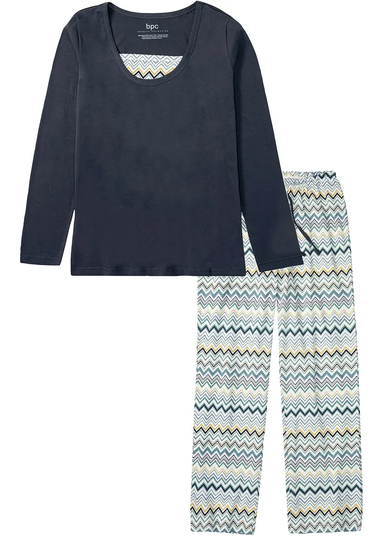 Pyjama in blau von vorne - bonprix Pyjama in blau von vorne - bonprix